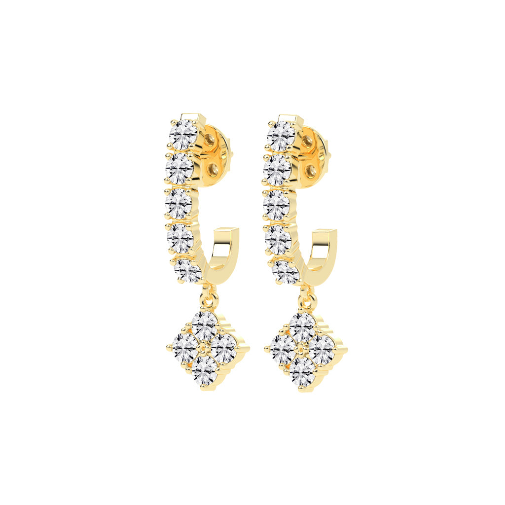 2Ct Round Shape Rose Gold Hoops Earrings