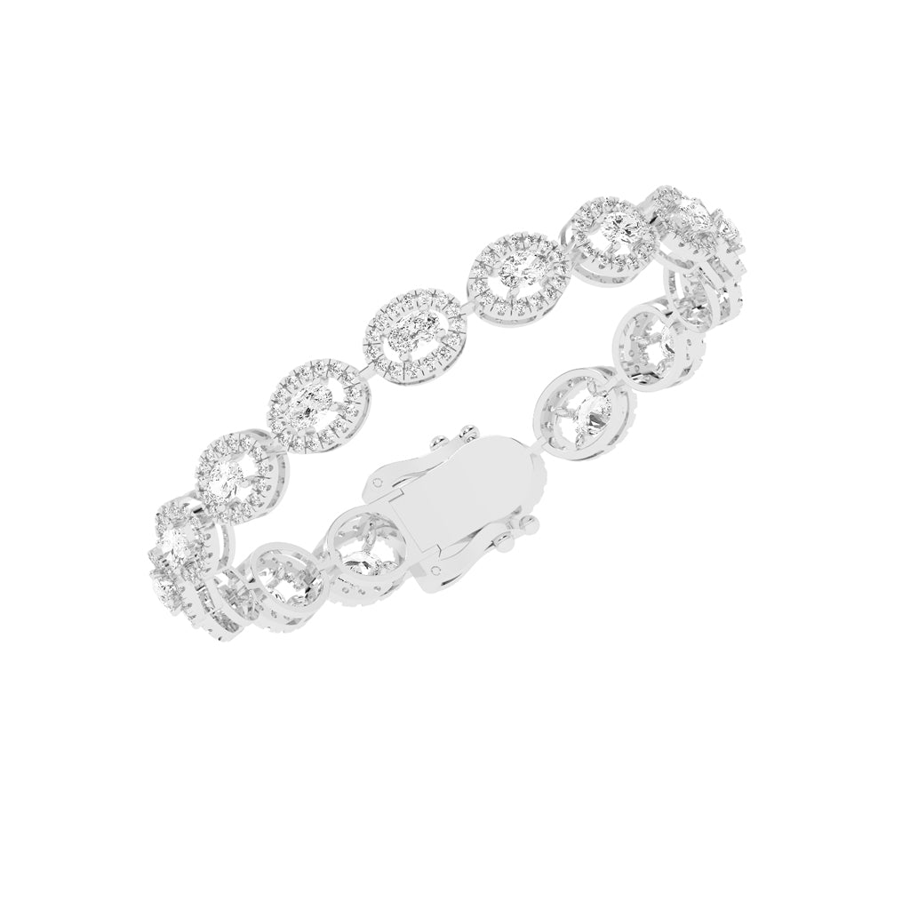 Elegant Red Stone Halo Gold Bracelet