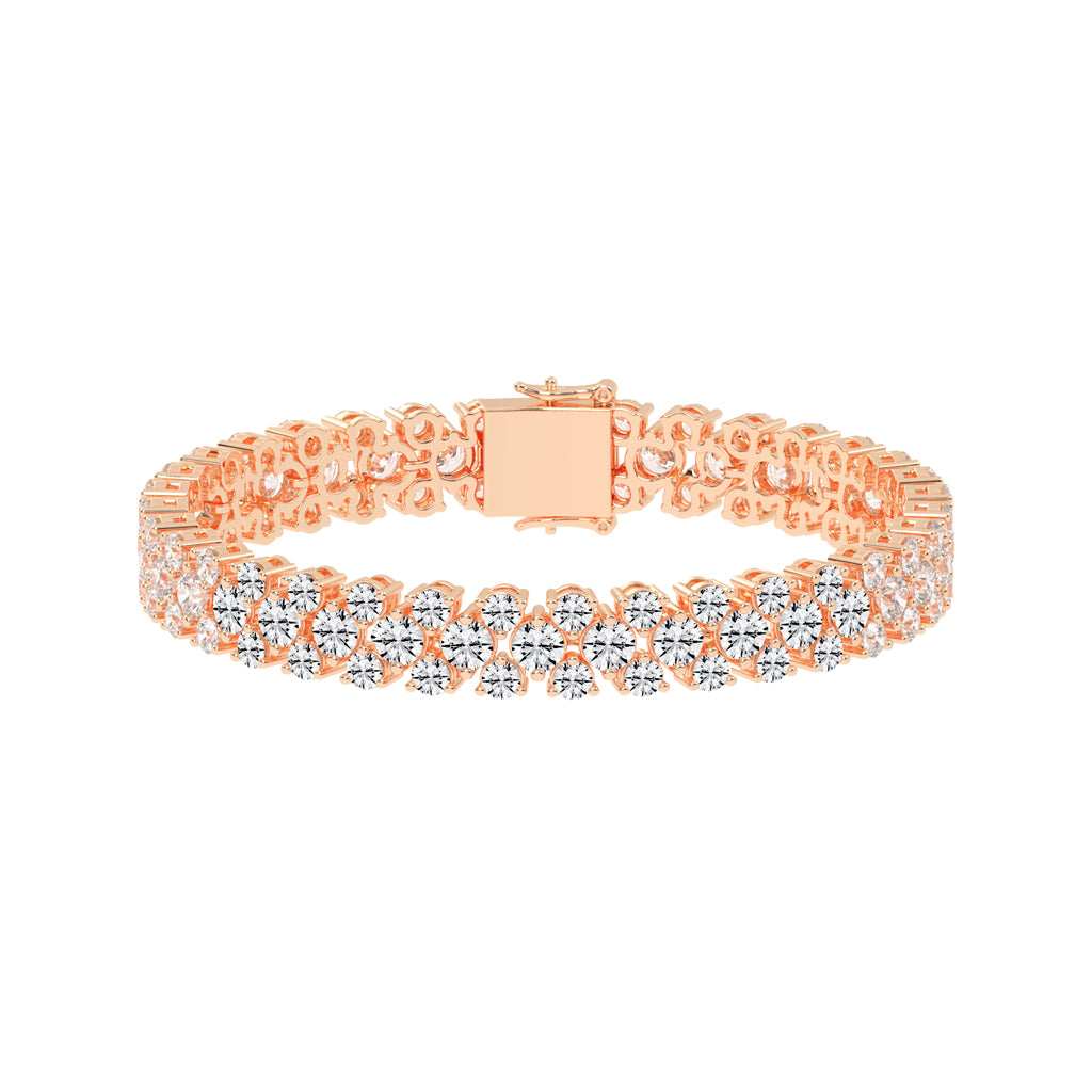 Brio Three Row Round Cut Fancy Lab Diamond Bracelet