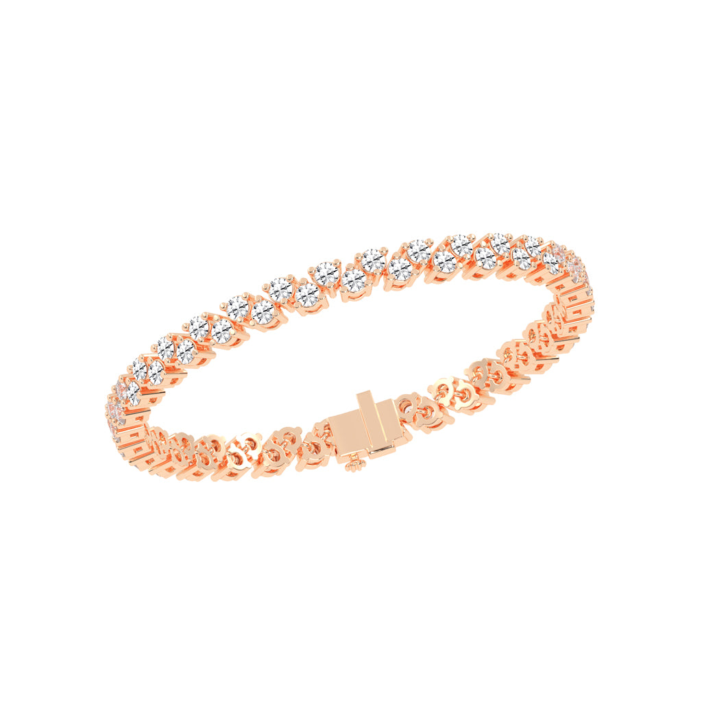Calyx Alternative Two Row Round Cut Fancy Lab Diamond Bracelet