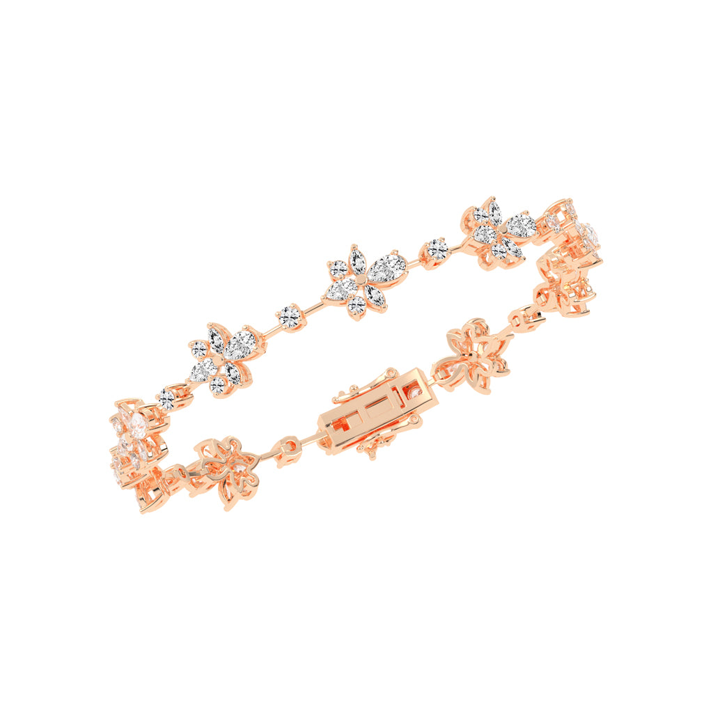 Lina Flower Style Pear Cut Fancy Lab Diamond Bracelet