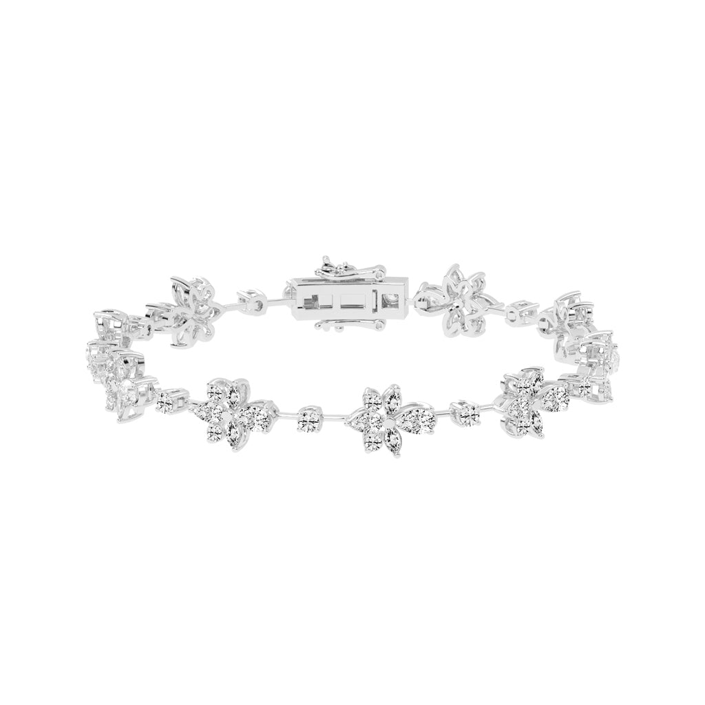 Lina Flower Style Pear Cut Fancy Lab Diamond Bracelet