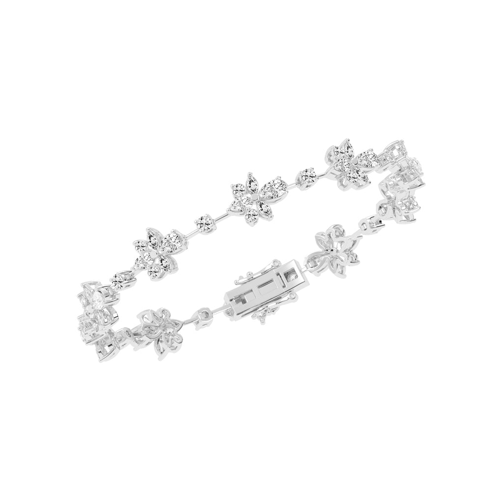 Lina Flower Style Pear Cut Fancy Lab Diamond Bracelet