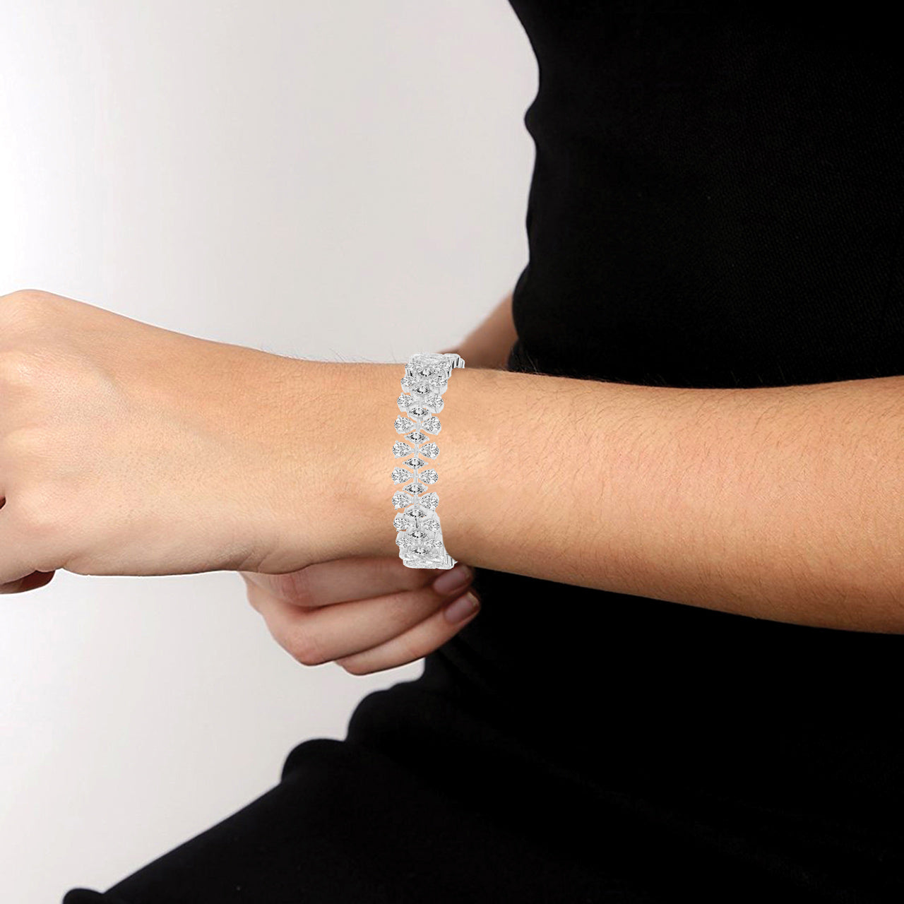 Pear Marquise Interlaced Diamond Statement Bracelet