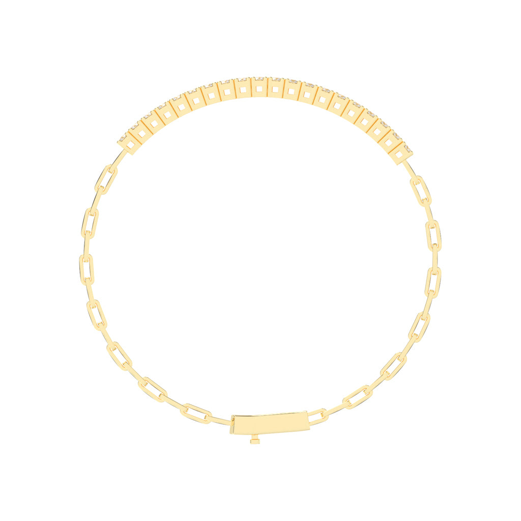 Aisla Round Cut Gauge Wire Chain Lab Diamond Bracelet