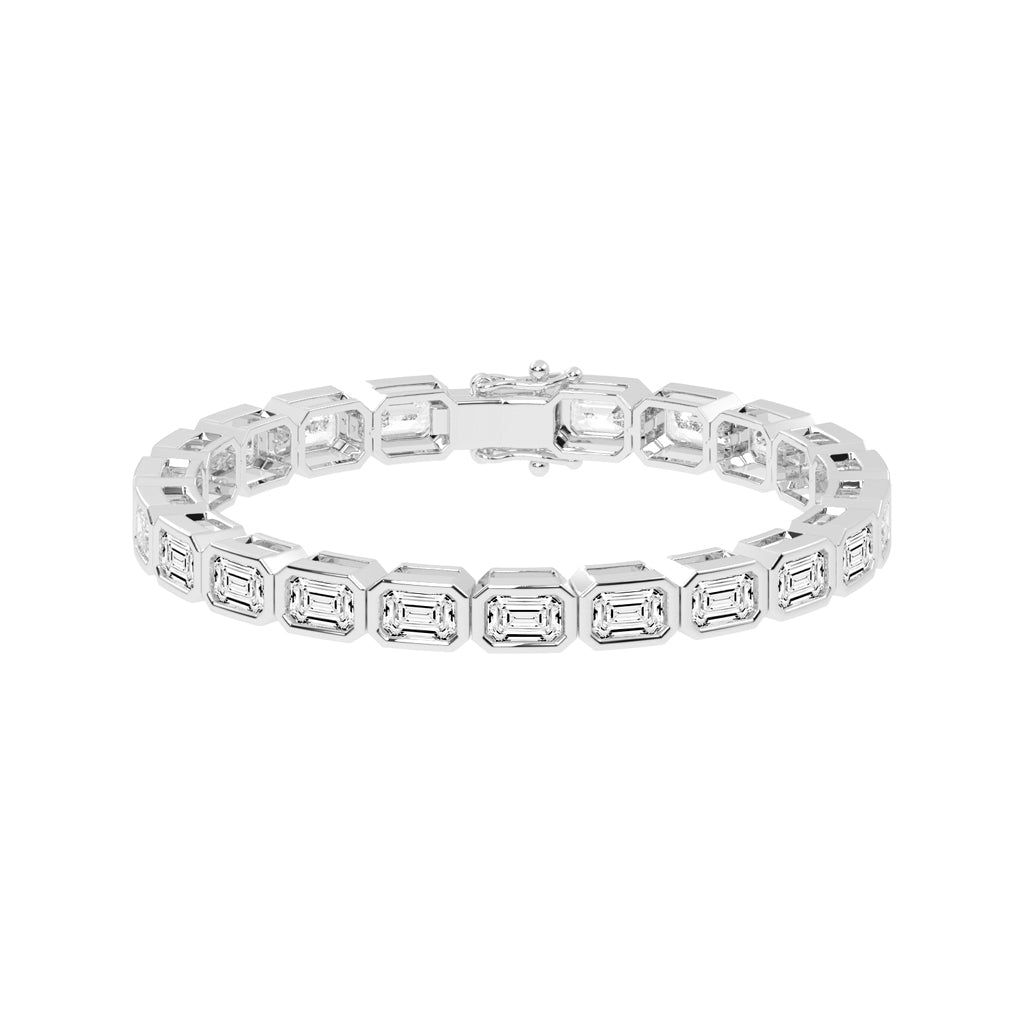 Amara Bezel Set Emerald Tennis Lab Diamond Bracelet