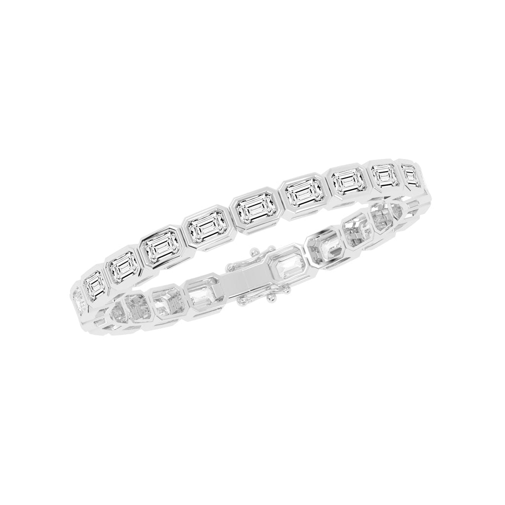 Amara Bezel Set Emerald Tennis Lab Diamond Bracelet