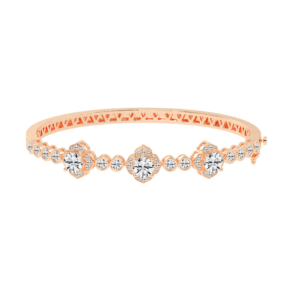 Oria Floral Round Cut Kada Lab Diamond Bracelet