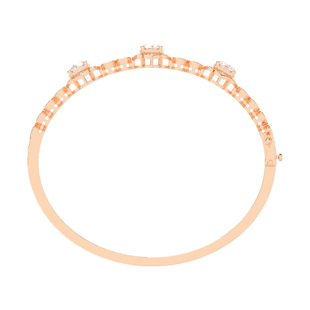 Oria Floral Round Cut Kada Lab Diamond Bracelet
