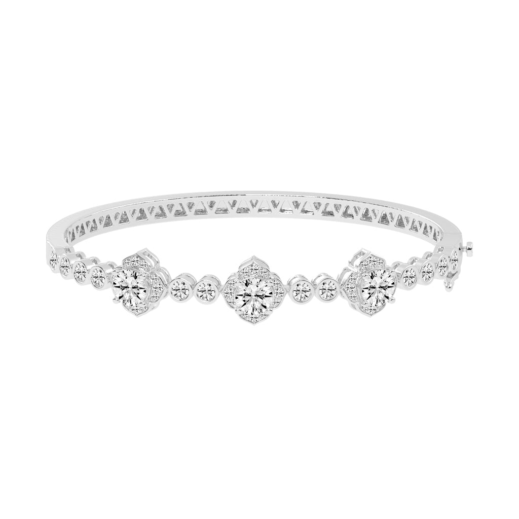 Oria Floral Round Cut Kada Lab Diamond Bracelet