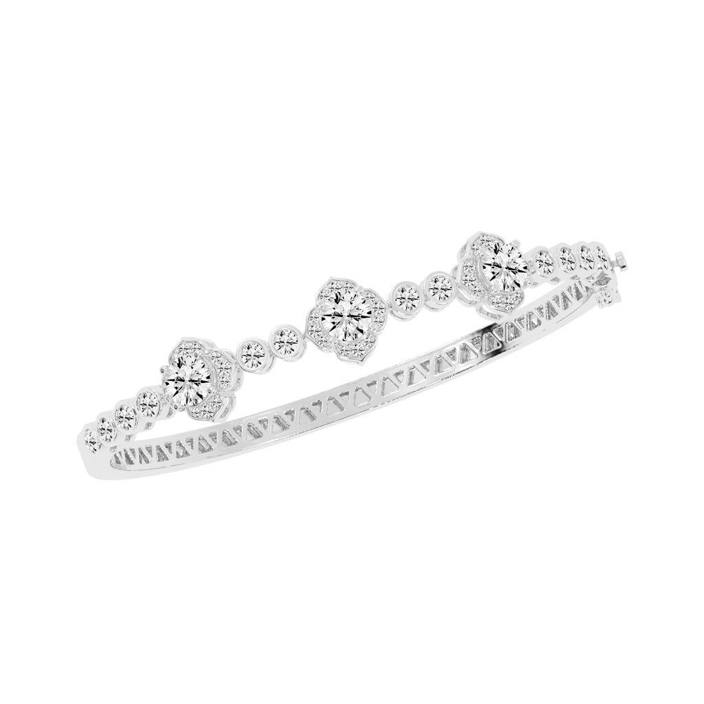 Oria Floral Round Cut Kada Lab Diamond Bracelet