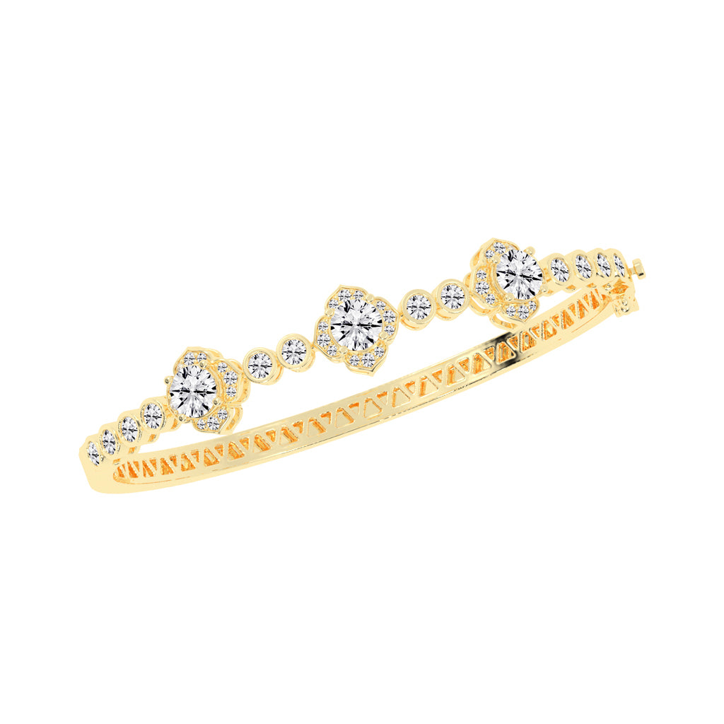Oria Floral Round Cut Kada Lab Diamond Bracelet