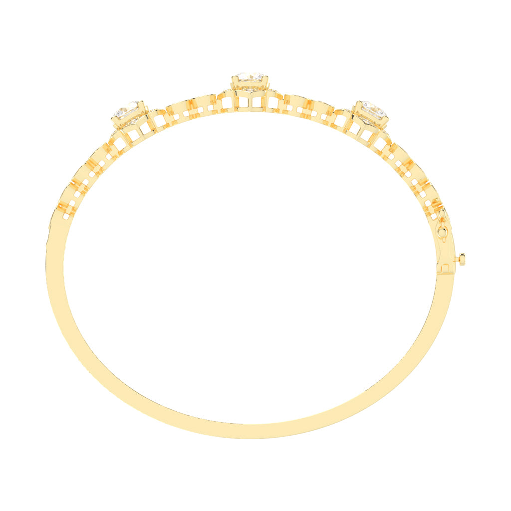 Oria Floral Round Cut Kada Lab Diamond Bracelet