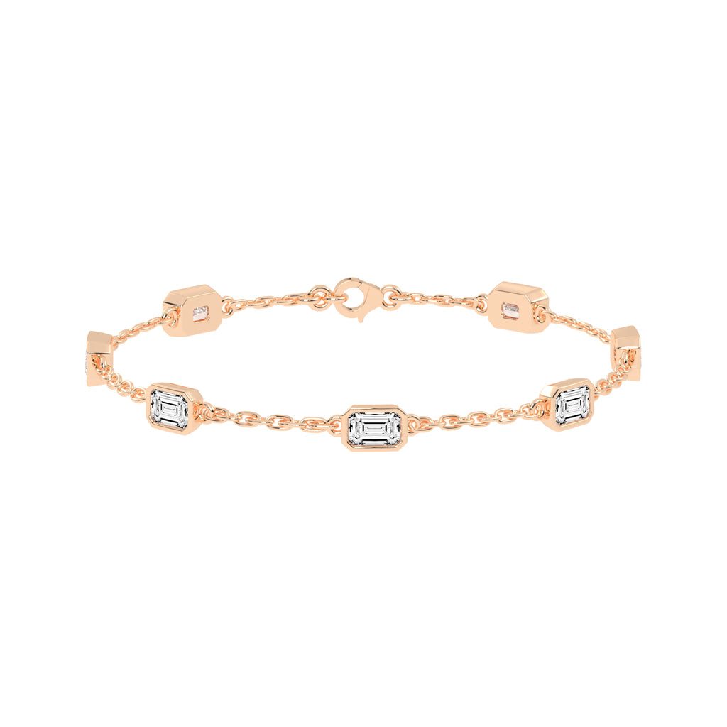 Isola Emerald Cut Link Chain Lab Diamond Bracelet