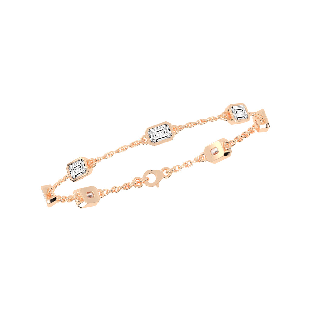 Isola Emerald Cut Link Chain Lab Diamond Bracelet
