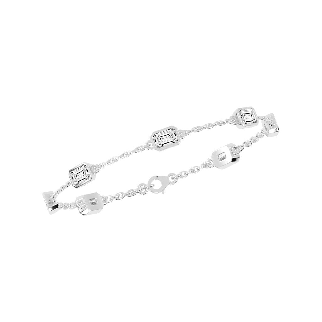 Isola Emerald Cut Link Chain Lab Diamond Bracelet
