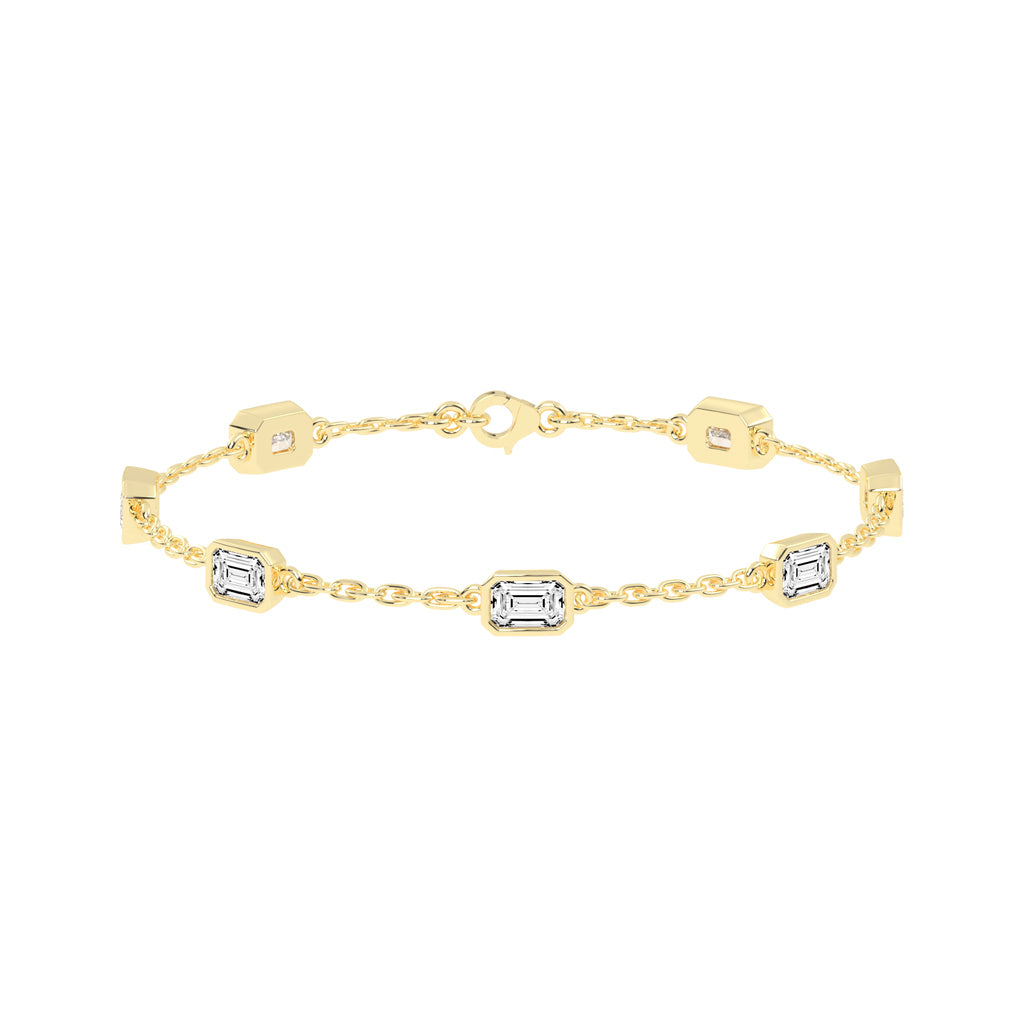 Isola Emerald Cut Link Chain Lab Diamond Bracelet