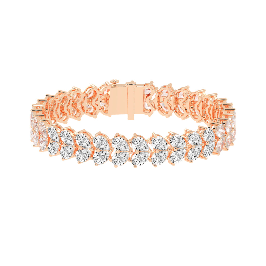 Elyse Two Row Pear Cut Fancy Lab Diamond Bracelet