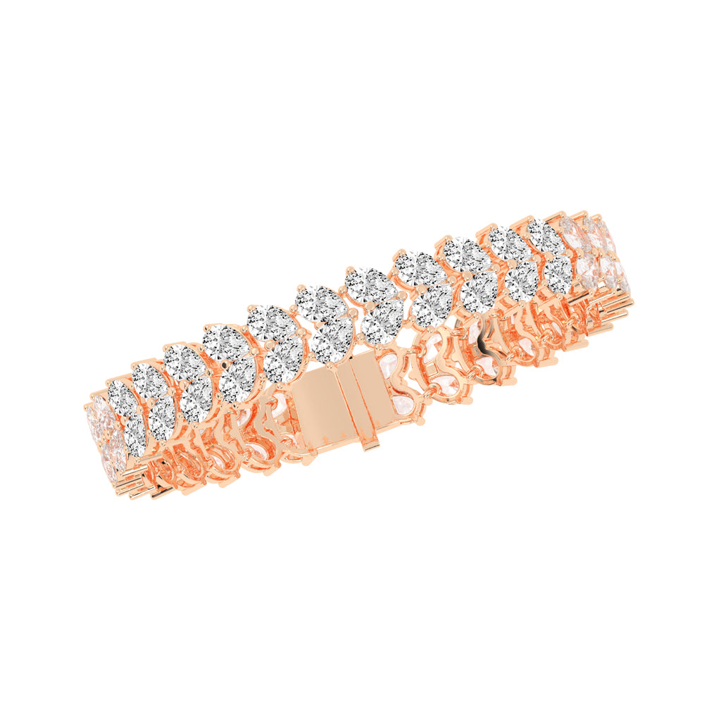 Elyse Two Row Pear Cut Fancy Lab Diamond Bracelet