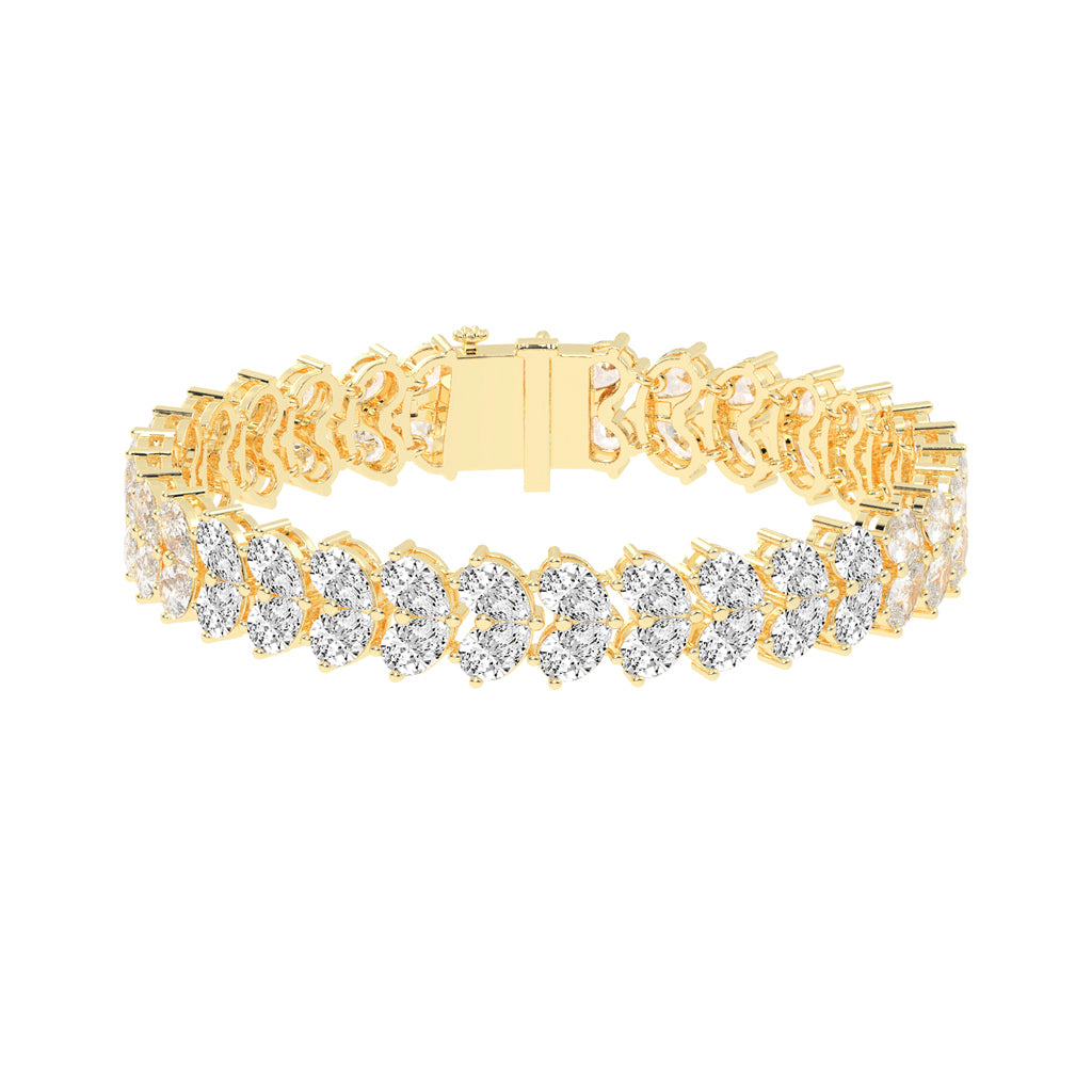 Elyse Two Row Pear Cut Fancy Lab Diamond Bracelet