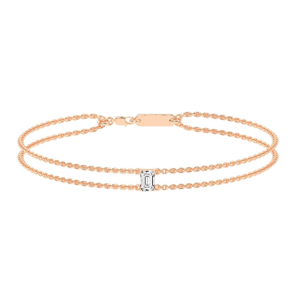 Infinity Charm Emerald Cut Delicate Lab Diamond Bracelet