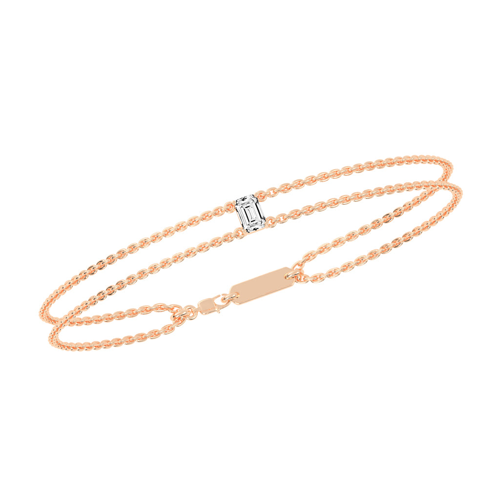 Infinity Charm Emerald Cut Delicate Lab Diamond Bracelet