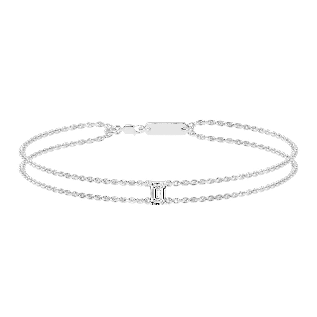 Infinity Charm Emerald Cut Delicate Lab Diamond Bracelet