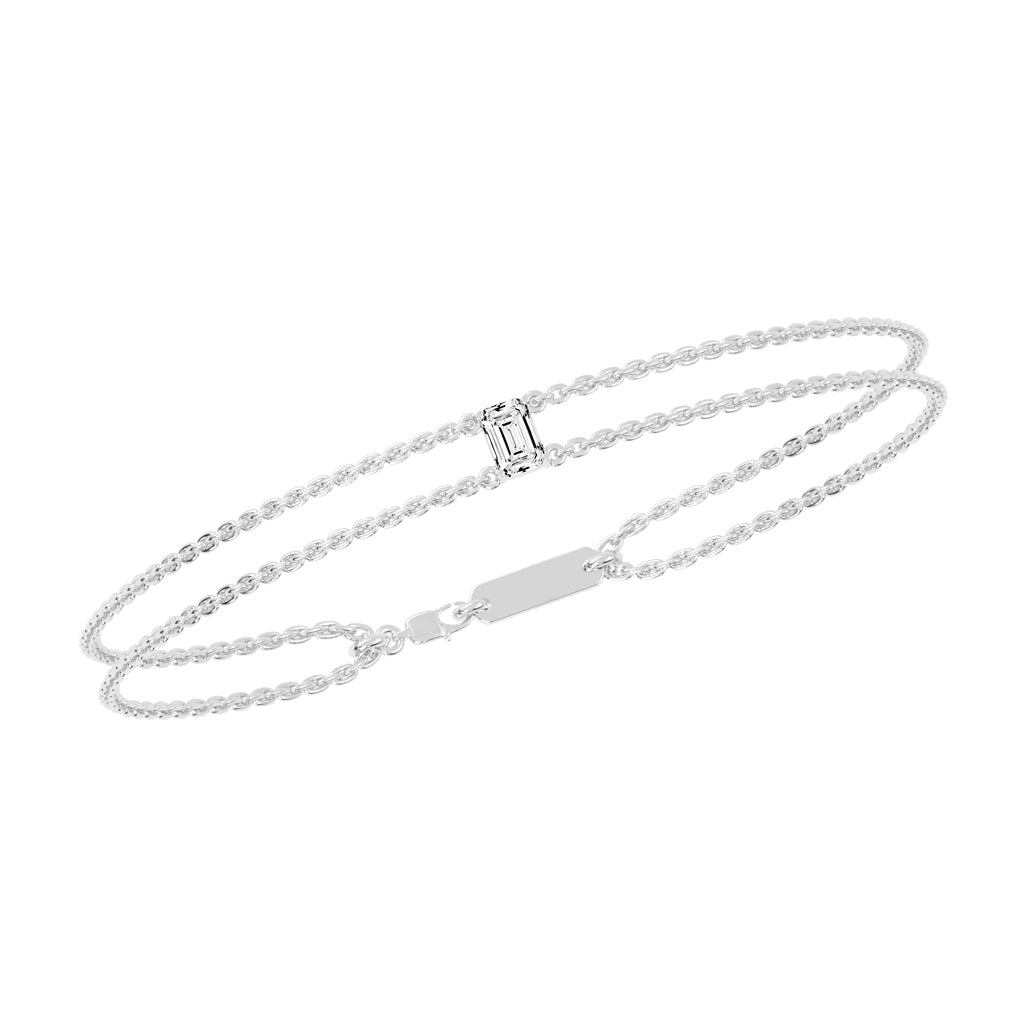 Infinity Charm Emerald Cut Delicate Lab Diamond Bracelet