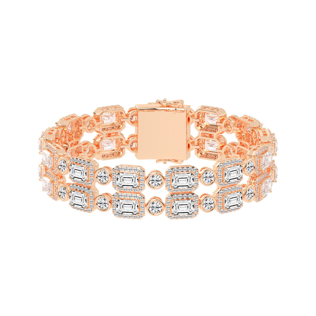 Avelis Double Emerald Cut Fancy Lab Diamond Bracelet