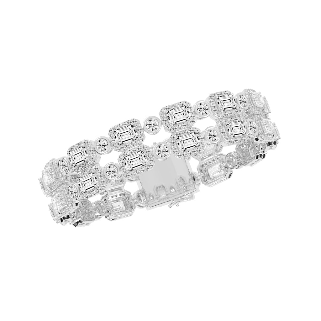 Avelis Double Emerald Cut Fancy Lab Diamond Bracelet