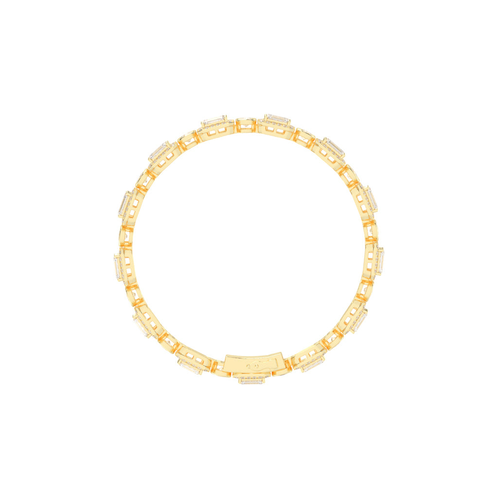 Avelis Double Emerald Cut Fancy Lab Diamond Bracelet