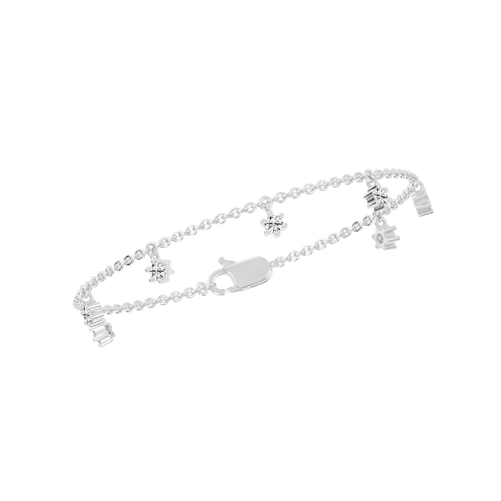 Aurora Belle Falling Round Cut Delicate Lab Diamond Bracelet