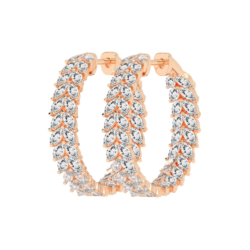 Cascading Marquise Diamond Hoop Earrings