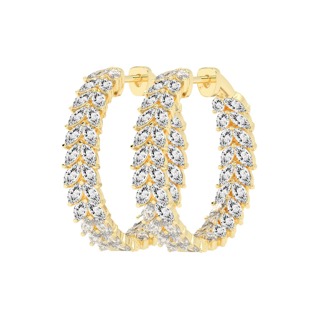 Cascading Marquise Diamond Hoop Earrings