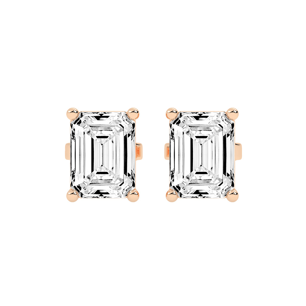 Architectural Brilliance Emerald-Cut Diamond Stud Earrings