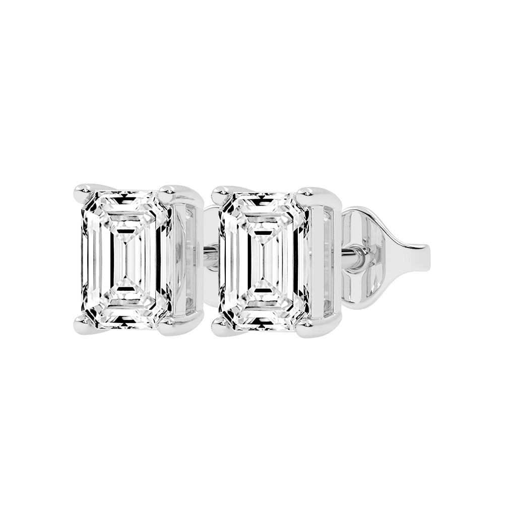 Architectural Brilliance Emerald-Cut Diamond Stud Earrings