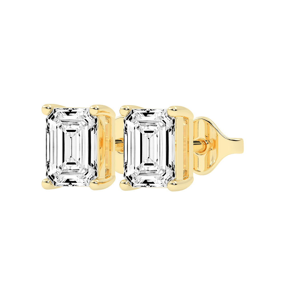 Architectural Brilliance Emerald-Cut Diamond Stud Earrings