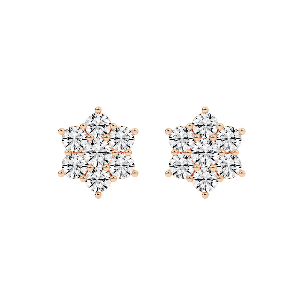 Stellar Bloom Diamond Cluster Stud Earrings