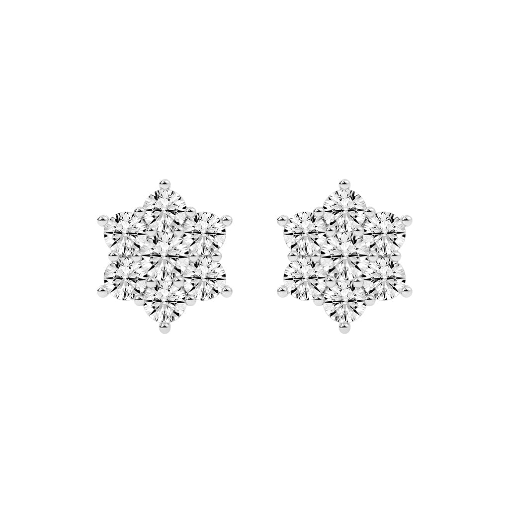 Stellar Bloom Diamond Cluster Stud Earrings