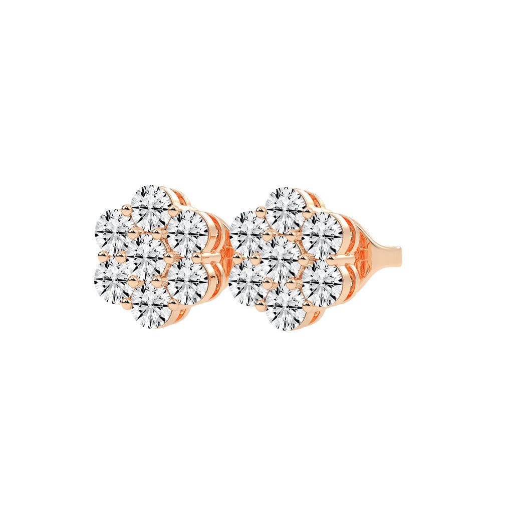 Cosmic Bloom Diamond Cluster Stud Earrings