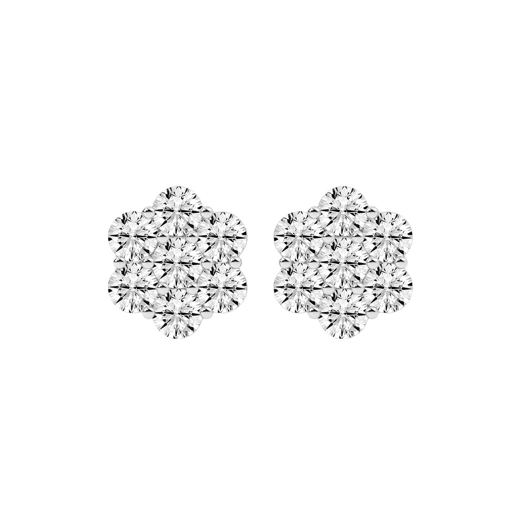 Cosmic Bloom Diamond Cluster Stud Earrings
