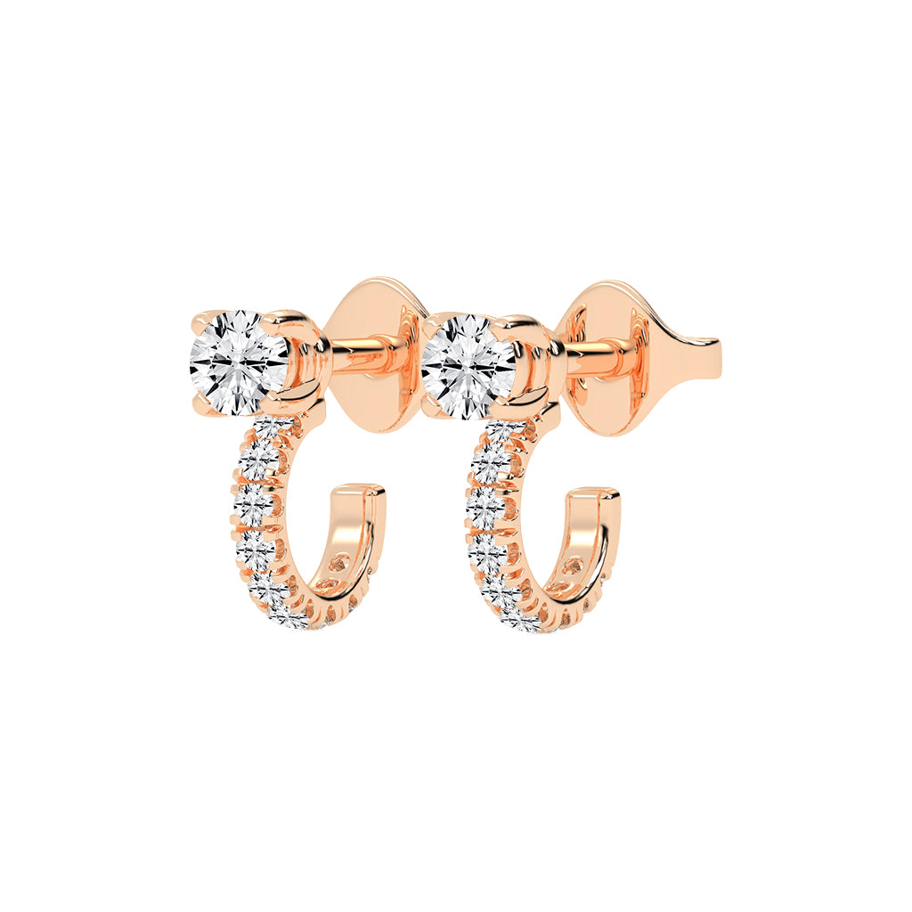 Convertible Brilliance Round Diamond Hoop Jacket Earrings