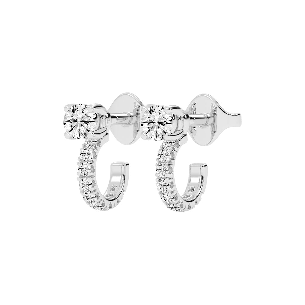 Convertible Brilliance Round Diamond Hoop Jacket Earrings