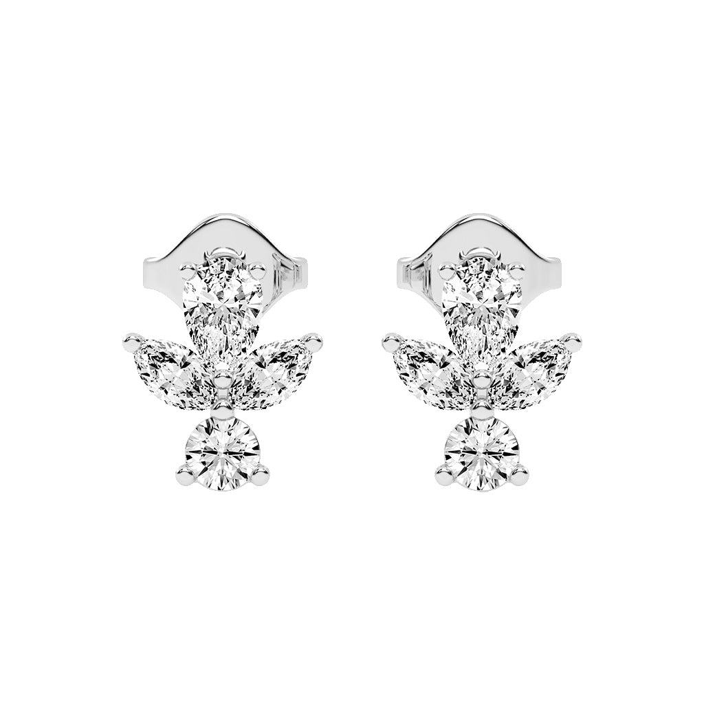 Ethereal Blossom Mixed Cut Diamond Cluster Studs