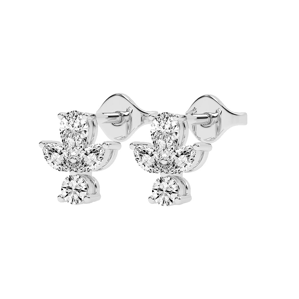 Ethereal Blossom Mixed Cut Diamond Cluster Studs