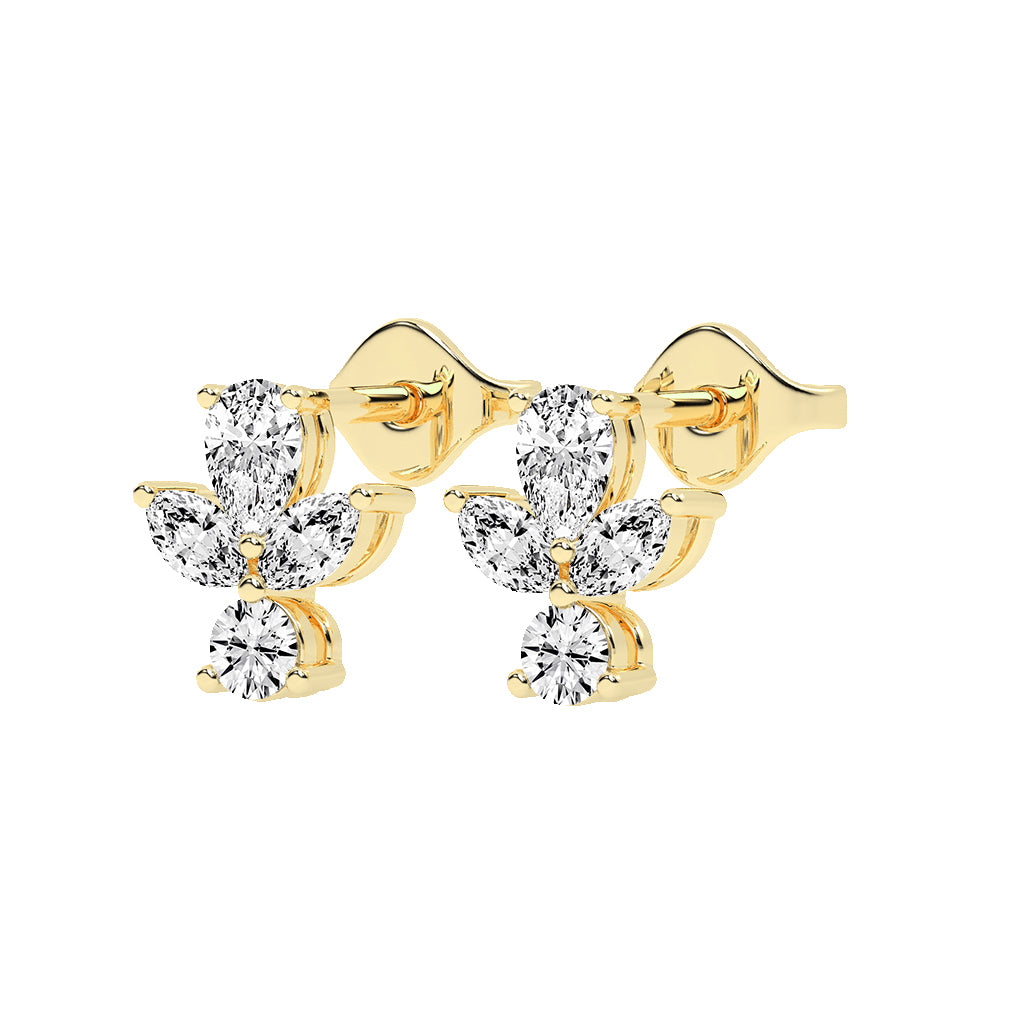 Ethereal Blossom Mixed Cut Diamond Cluster Studs