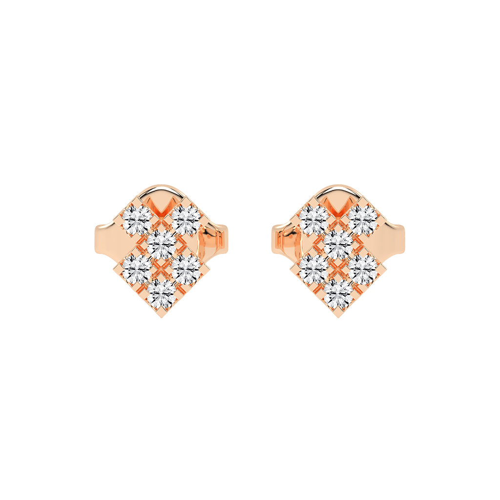 Pave Square Cluster Diamond Studs