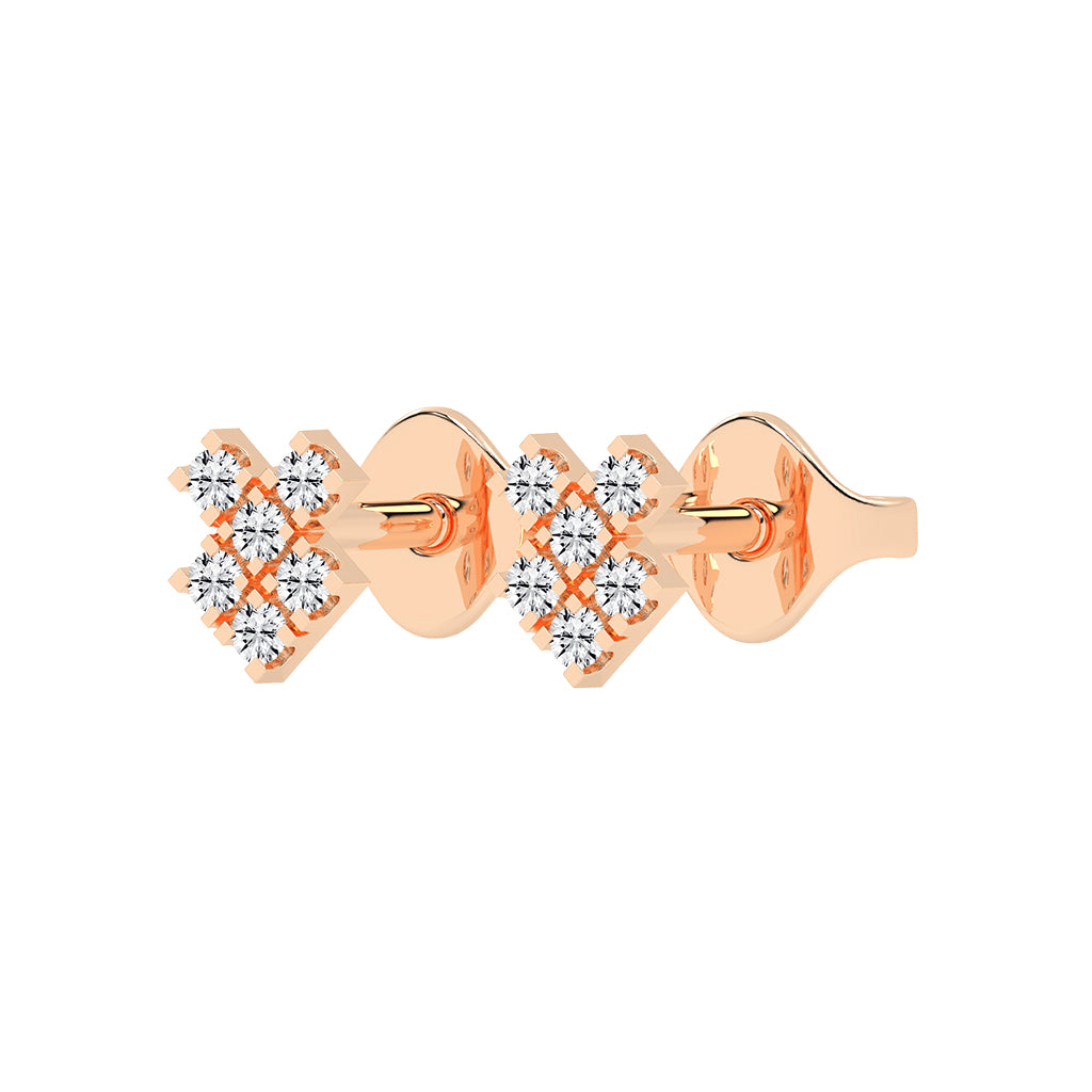 Pave Square Cluster Diamond Studs