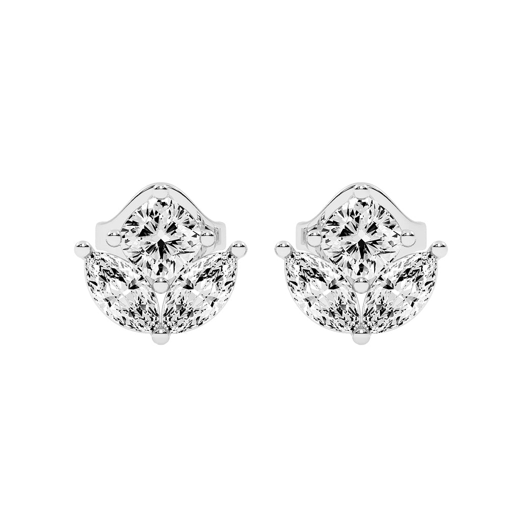 Elegant Petalette Round Marquise Diamond Studs