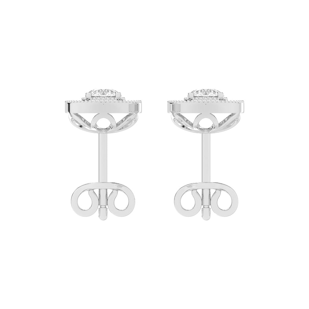 Vintage Inspired Milgrain Halo Diamond Studs